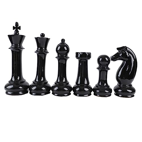 NESTINGHO 6st Schach Ornamente Schachskulptur Ornament Schachdekor Für Den Haushalt König Schach Schachkönig Ritterstatue Schwarze Büroeinrichtung Schachfiguren Kinderschach Black Keramik von NESTINGHO