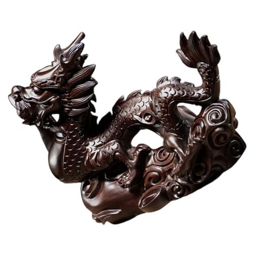 NESTINGHO Dekorative Holzfigur Sternzeichen Drachenfiguren Teehaustier-Drachenstatue Chinesische Drachendekore Tierkreiszeichen Drachenschmuck Dekoration in Drachenform hölzern Brown von NESTINGHO