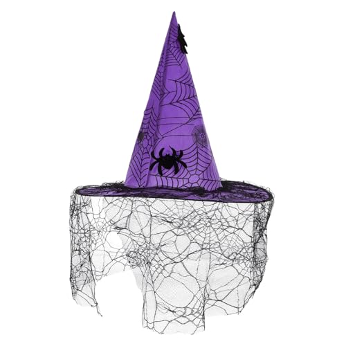 NESTINGHO Halloween-hexenhut Hexenhut Verkleiden Festlicher Hexenhut Hexenmütze Hexen-cosplay-hut Hexenkostüm Cosplay- -mesh-kopfbedeckung Hexenhut Für Kinder Cosplay-hüte Violett Spitze von NESTINGHO