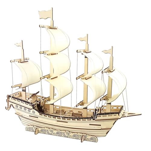 NESTINGHO Holzpuzzle Boot Figur Nautisches Schiffsmodell DIY 3D-Puzzle Segelboot Nautische Segelbootverzierung Modellpiratenschiff Basteln Für Erwachsene Puzzle-Modelle 3D-rätsel Hölzern von NESTINGHO