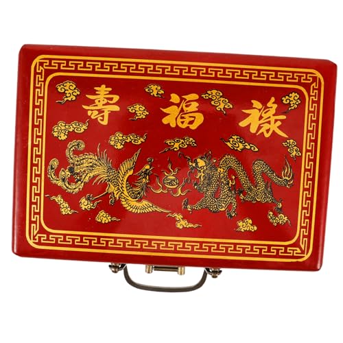 NESTINGHO Kasten Mahjong-Box Mahjong-Fliesen-hülle Schmuck Organizer Brust Mahjong-fliesenhalter Mahjong-Halter Mahjong-aufbewahrungskoffer Retro-Mahjong-Fall Aufbewahrungsboxen Hölzern Rot von NESTINGHO