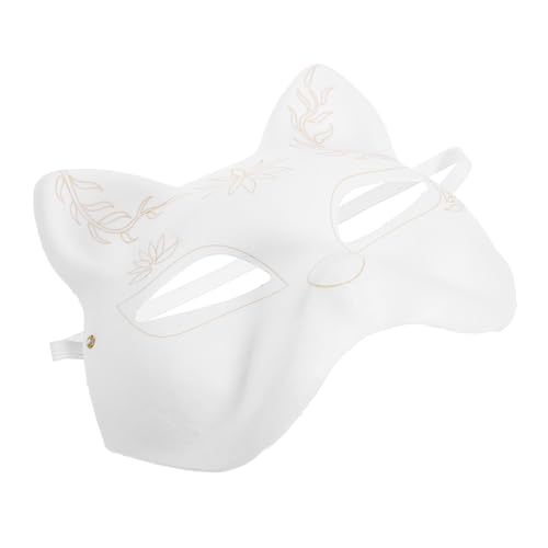 NESTINGHO Katzen-gesichtsmaske Aus Pappmaché Maskerademaske Für Männer Kabuki-kitsune-masken Venezianische Masken Blankomasken Zum Dekorieren Diy-maske Hälfte Cosplay Papier Requisiten Kind von NESTINGHO