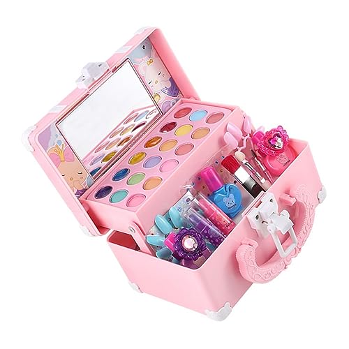 NESTINGHO Kinderkosmetik Schminkset Für Kleine Mädchen Make-up-Spielzeug-Requisite Make-up-Set Für Rollenspiele Für Mädchen Lernspielzeug Kosmetisches Spielzeug Für Kinder Abs Rosa von NESTINGHO