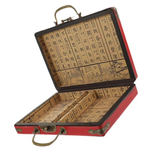 NESTINGHO Mahjong Reisetasche Aus Pu Holz Tragbarer Majong Träger Für Glückliche Mahjong Spieler von NESTINGHO