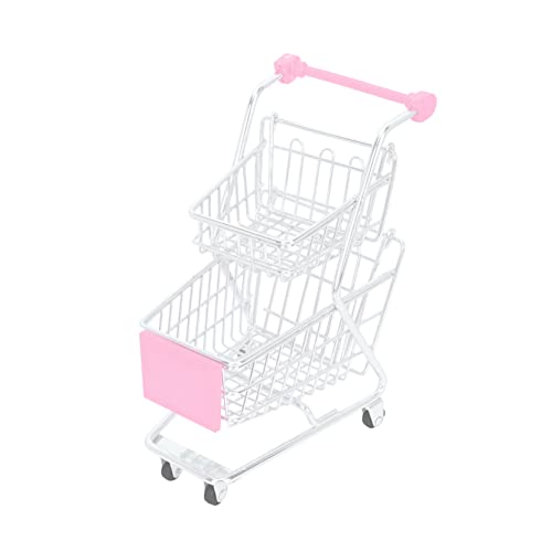 NESTINGHO Mini-lebensmittelkorb Dekoratives Wagenmodell Tischdekorationen Minikörbe Für Wagen Für Kinder Kleiner Einkaufswagen Kinderwagen Trolley-Spielzeug Für Kinder Rosa Eisen von NESTINGHO