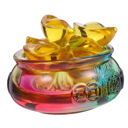 NESTINGHO Ornamente glücklicher Geldbarren Schatzbecken Feng Shui Briefbeschwerer chinesischer schatzschale Dekoration Becken Geldschale Weißer Kristall Colorful von NESTINGHO