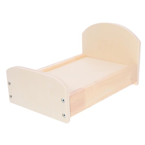 NESTINGHO Puppenbett kinderzimmer Spielzeug für Kinder Miniaturbett Toys babybett Mädchenspielzeug Spielzeuge kleines Holzbett Mini-Hausmöbel Bettverzierung Puppenhausbett von NESTINGHO