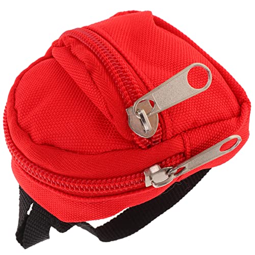 NESTINGHO Puppenrucksack Miniaturen Tasche Rucksack Für Babypuppen Spielzeuge Requisiten Für Die Puppenfotografie Puppenschrank Mini-Puppen-Rucksack-Modell Puppenhaus Rot Polyester von NESTINGHO