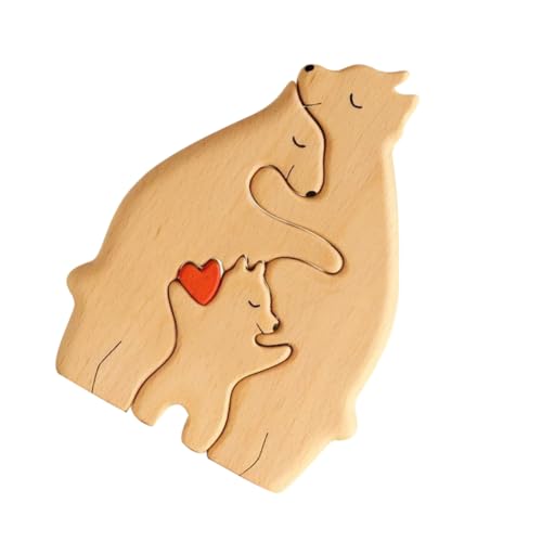 NESTINGHO Puzzle- und Kindbär Teaser Rätsel Bär Dekoration Spiele Planke Holztiere Dekoration Tierpuzzle Holz Holz-Statue Holzornament Holz-Puzzle Holzbär Bärendekor Kiefernholz Beige von NESTINGHO