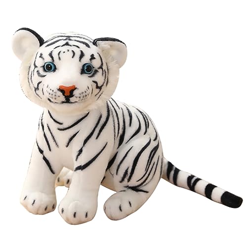 NESTINGHO Simulation Tigerpuppe Plüschspielzeugpuppe Spielzeug Für Wilde Zootiere Gefülltes Papageienspielzeug Tiger Stofftier Plüsch Ausgestopfter Tigerplüsch Figur Weiß Pp Baumwolle von NESTINGHO