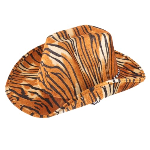 NESTINGHO Tiger-cowboy-hut Hut Anziehen Cowboyhüte Für Damen Western-cowgirl-hüte Tigerhut Faltbare Cowboyhüte Cowboyhut Mit Tiger-print Lustiger Hut Mit Tiger-print Unisex-cowgirl-hut Eva von NESTINGHO