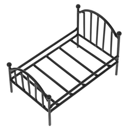 NESTINGHO Topfständer aus Schmiedeeisen Puppenbett für Minihaus Mini-Schlafzimmer-Accessoires Puppenhauszubehör puppenmöbel puppenbett etagenbett Mini-Möbelmodell Mini- -Metallbett Black von NESTINGHO