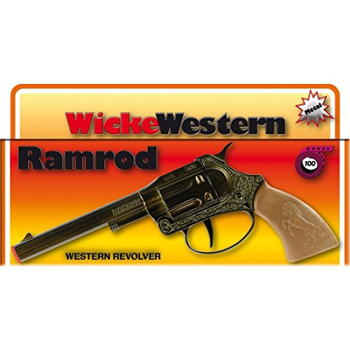 NET TOYS 100 Schuss Ramrod Pistole 178 mm schwarz-braun Western Revolver Spielzeug Texas Waffe Sheriff Colt Cowboy Knarre von NET TOYS