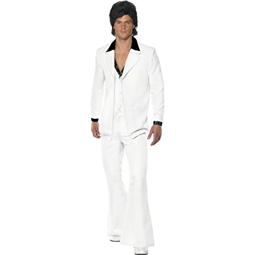 NET TOYS 70er 80er Jahre Outfit Saturday Night Fever Kostüm Weiß L 52/54 Star Kostüm John Travolta Kostüm Disco Anzug von NET TOYS