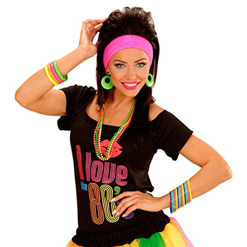 NET TOYS 80er Jahre Armbänder 18er Set Armreifen Armreif Hippie Multicolour Modeschmuck Armband Disco Mode Schmuck Kostüm Verkleidung Klamotten Kleidung Accessoires Karneval von NET TOYS