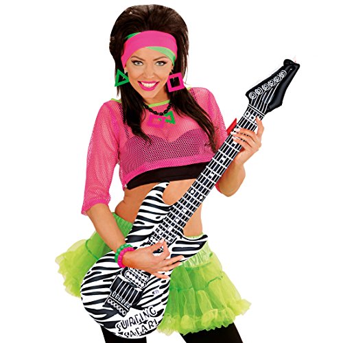 NET TOYS Aufblasbare Gitarre Deko Luftgitarre Zebra Rocker Inflatable Guitar Rockstar Gummigitarre Party Gitarren Instrument Mottoparty Musikinstrument Accessoire Partydeko aufblasbar von NET TOYS