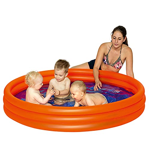 NET TOYS Aufblasbarer Ring-Pool - Orange 157 x 157 x 28 cm - Schönes Kinder-Planschbecken Kinderpool für den Garten - Der Hit für Strandparty & Sommerfest von NET TOYS