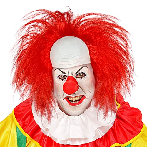 NET TOYS Auffällige Clown-Perücke ES | Weiß-Rot | Schauriges Herren-Accessoire Clownsglatze mit Haaren | EIN Blickfang für Halloween & Horror-Party von NET TOYS