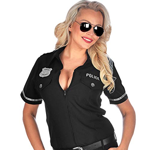 NET TOYS Aufregendes Polizistin-Kostüm Cop Girl - Schwarz S/M (34-40) - Entzückende Damen-Bekleidung Polizei-Hemd für Damen - Genau richtig für Fasching & Karneval von NET TOYS