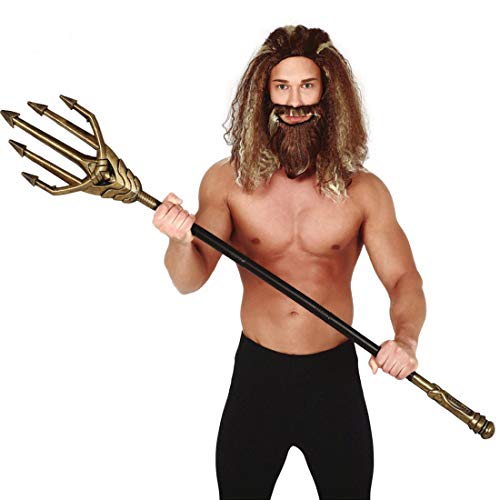 NET TOYS Außergewöhnlicher Neptun Dreizack zerlegbar - Schwarz-Gold 145cm - Extravagantes Männer-Kostüm-Zubehör Gott des Meeres Trident - EIN Blickfang für Karneval & Mottoparty von NET TOYS