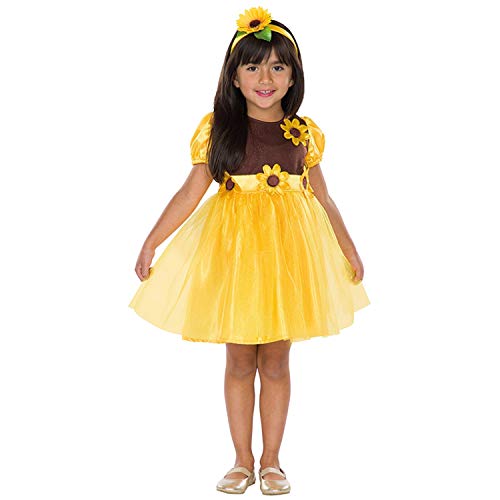 NET TOYS Bezauberndes Sonnenblumen Kostüm für Mädchen - Gelb-Braun 128, 6-7 Jahre - Niedliche Kinder-Verkleidung Blümchen Outfit - Genau richtig für Kinderfest & Karneval von NET TOYS