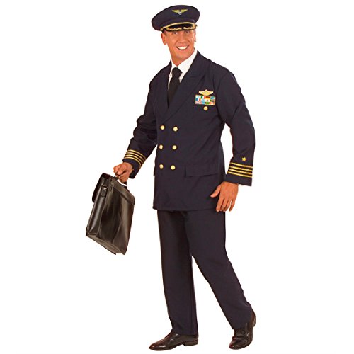 NET TOYS Blaues Kostüm Pilot Pilotenkostüm Piloten Uniform Flugkapitän Flug Kapitän Flugkapitän Captain Fasnet Fastnacht L 50/52 von NET TOYS