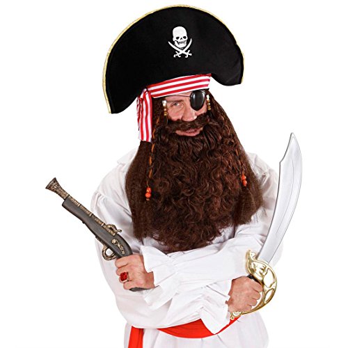 NET TOYS Brauner Mönchsbart Piraten Bart Wikinger Piratenbart Vollbart Mönch Pirat Wikingerbart Fasching Karneval Faschingsbart Karnevalsbart braun von NET TOYS