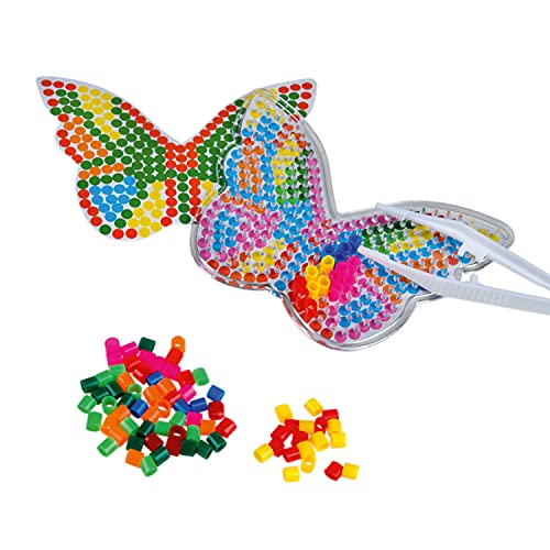 NET TOYS Bügelperlen-Set Schmetterling mit Steckplatten - Bunt 480 Perlen - Kreativer Kinder-Bastelspaß Steckperlen - Genau richtig für Basteln & Bügeln von NET TOYS