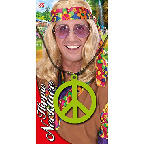 NET TOYS Bunte Hippiekette Zeichen Hippie Ketten Peace Zeichen Peacezeichen Kette Accessoire grün von NET TOYS