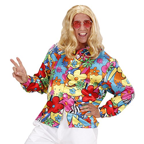 NET TOYS Buntes Hippiehemd Blumenhemd Herren L 52 Flower Power Hemd Hippie Kostüm Männer Schlagermove Outfit 60er 70er Jahre Kleidung von NET TOYS