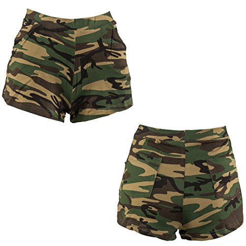 NET TOYS Camouflage Hot Pants, Damen Shorts Tarnfarben L/XL 42/48, Panty Army Look Camo Hotpants Kurze Hose Tarnmuster Party Outfit Military Style von NET TOYS