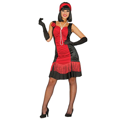 NET TOYS Charlestonkleid schwarz-rot 20er Jahre Kostüm Damen M 38/40 Flapper Dress Karneval Zwanziger Jahre Kleid Gatsby Fransenkleid 1920er Swing Karnevalskostüm von NET TOYS