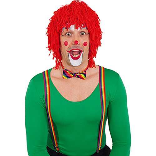 NET TOYS Clown Perücke Clownperücke rot Clownsperücke Clowns Haare Harlekin Faschingsperücke Wollhaare Karneval Karnevalskostüme Accessoires von NET TOYS