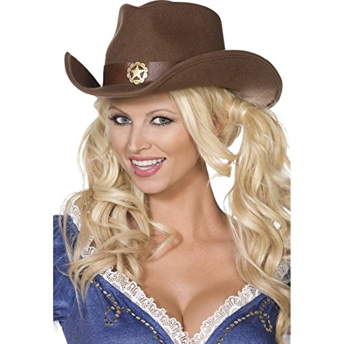 NET TOYS Cowboyhut Damen Cowgirl Hut braun Westernhut Cowgirlhut Wilder Westen Kostüm Zubehör von NET TOYS