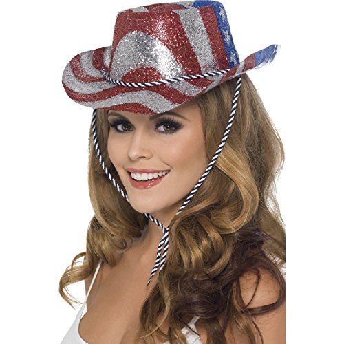 NET TOYS Cowgirl Hut USA Cowboyhut Damen Westernhut Stars and Stripes Glitzerhut Cowboy Hut Western Damenhut von NET TOYS