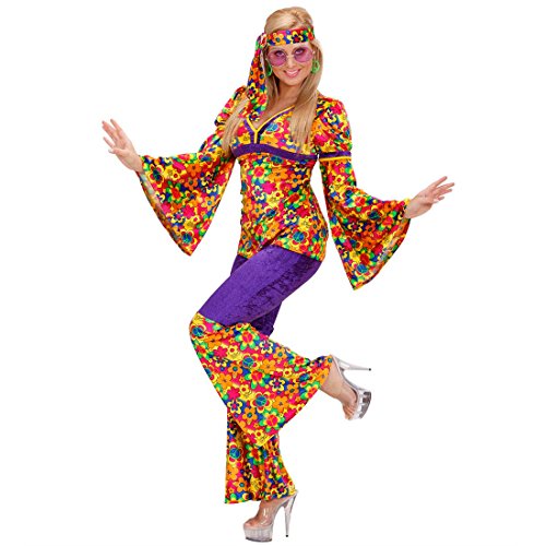 NET TOYS Damen Hippie Kostüm Hippiekostüm Hippiekostüme Damenkostüm Flower Power 70er Jahre Fasnet Fasnacht XL 46/48 von NET TOYS