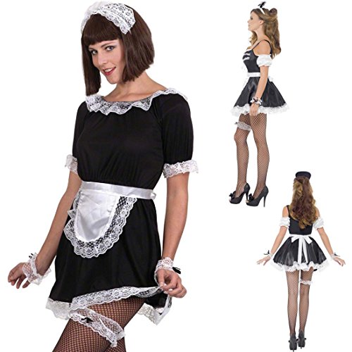 NET TOYS Dienstmädchen Kostümset Zimmermädchen Accessoires 4-teilig Hausmädchen Kostümzubehör Putzfrau Karneval Zubehör French Maid Fasching Artikel Stubenmädchen Outfit von NET TOYS