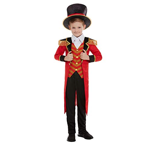 NET TOYS Edles Zirkusdirektor Kostüm für Kinder - Schwarz-Rot L, 10-12 Jahre, 145-158 cm - Extravagante Jungen-Verkleidung Tierbändiger - Perfekt geeignet für Kostümfest & Karneval von NET TOYS