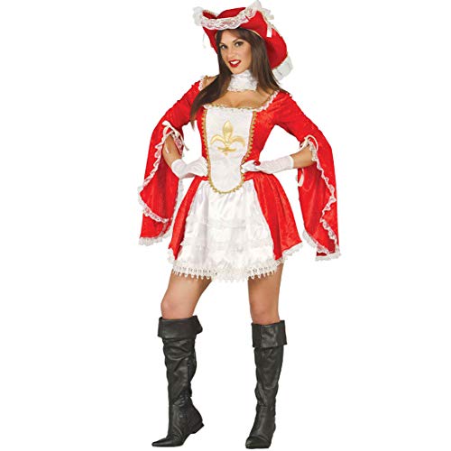 NET TOYS Elegantes Musketier-Kostüm für Damen - Rot-Weiß XS/S (36/38) - Anspruchsvolles Party-Outfit Piratenkostüm - Wie geschaffen für Fasching & Mottoparty von NET TOYS