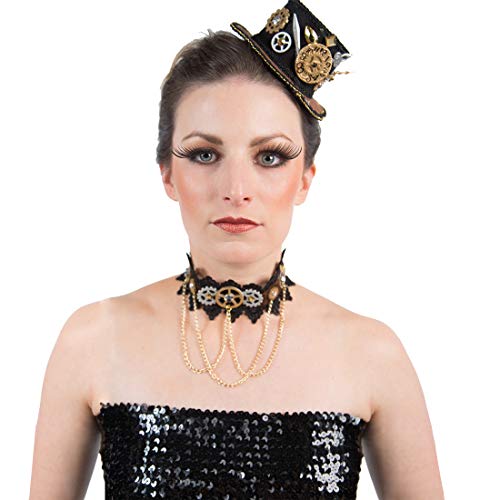 NET TOYS Elegantes Steampunk Schmuck Collier - Hochwertiges Damen-Kostüm-Zubehör Viktorianische Halskette Retro-Futurismus - EIN Blickfang für Karneval & Mottoparty von NET TOYS