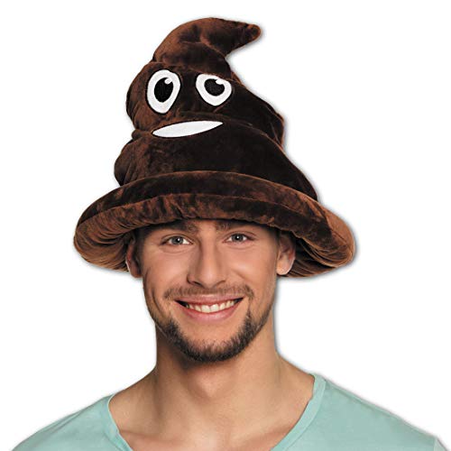 NET TOYS Emoji-Hut Kackhaufen | Braun in Hutgröße 59 | Ausgefallene Unisex-Kopfbedeckung Emoticon Shit Happens | Ideal für Bad Taste Party & Mottoparty von NET TOYS