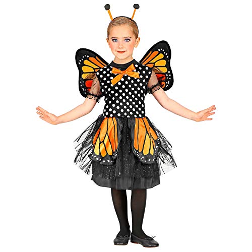 NET TOYS Schmetterling Mädchenkostüm, Schwarz-Orange 104, 2-3 Jahre, Feen-Kleid mit Elfen-Schwingen, Kinderfasching & Karneval Outfit von NET TOYS