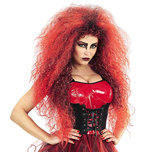 NET TOYS Extra Lange Teufelin-Perücke Furie - Rot-Schwarz - Außergewöhnliches Party-Kostüm-Zubehör Langhaar-Perücke Teufel für Damen - EIN Highlight für Fasching & Karneval von NET TOYS