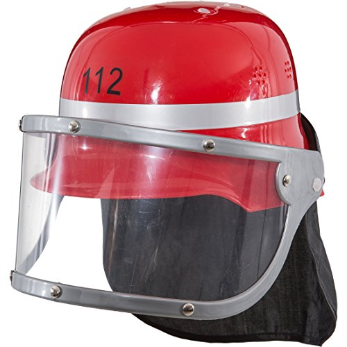 NET TOYS Feuerwehr Helm Kinder Feuerwehrhelm rot Feuerwehrmann Kinderhelm Kinderfeuerwehrhelm 112 Schutzhelm Karneval Fasching Kinderschutzhelm Karnevalskostüme Accessoires von NET TOYS