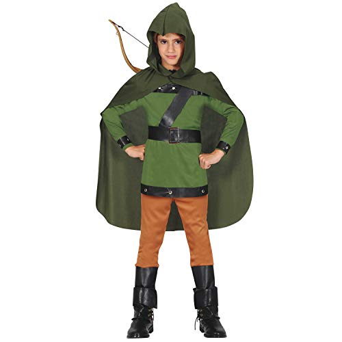 NET TOYS Geheimnisvolles Robin Hood Kostüm für Jungen, Grün-Braun 5-6 Jahre, 110-115cm, Kinderkostüm Bogenschütze für Mittelalterfest & Karneval, Waldläufer von NET TOYS