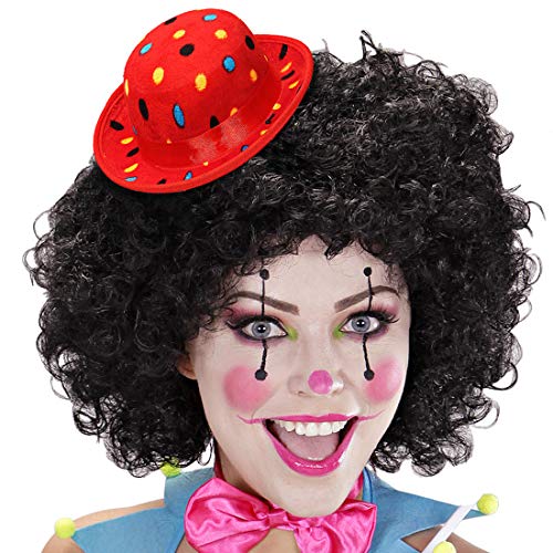 NET TOYS Gepunkteter Mini-Hut Melone Clown | Roter Samt | Lustige Unisex-Verkleidung Partyhütchen für Erwachsene geeignet für Fasching & Karneval von NET TOYS