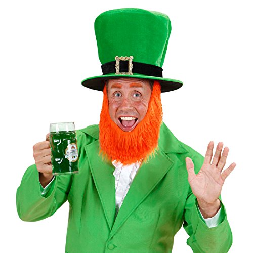 NET TOYS Grüner Zylinderhut mit Bart Zylinder Leprechaun St Patricks Day Hut Irischer Kobold Kopfbedeckung von NET TOYS