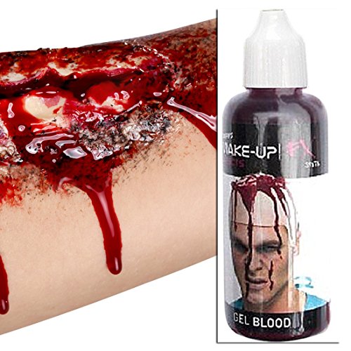 NET TOYS Halloween Blut Gel Professionelles Kunstblut 30 ml Flasche Horror Theaterblut Blutgel Make Up Flüssige Theaterschminke Halloweenparty Accessoires Karnevalskostüme Zubehör von NET TOYS