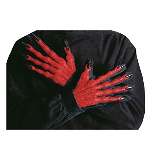 NET TOYS Halloween Teufelshände für Kostüm Teufel Hände Horror Teufelshand Halloween Handschuhe Teufelhandschuhe Horrorhände von NET TOYS