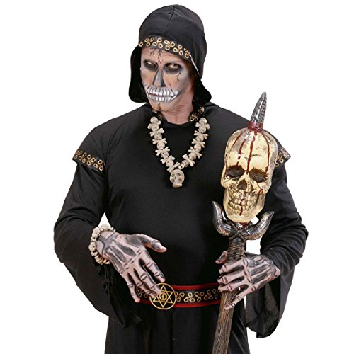 NET TOYS Halskette Totenkopf Halloween Totenkopfkette Voodoo Schädel Schädelkette Hals Kette Totenschädel Kostüm Zubehör von NET TOYS